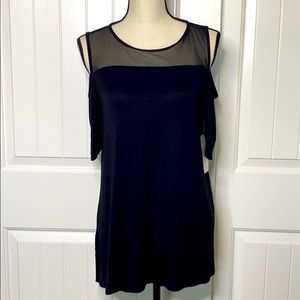 French laundry sheer black cold shoulder top
